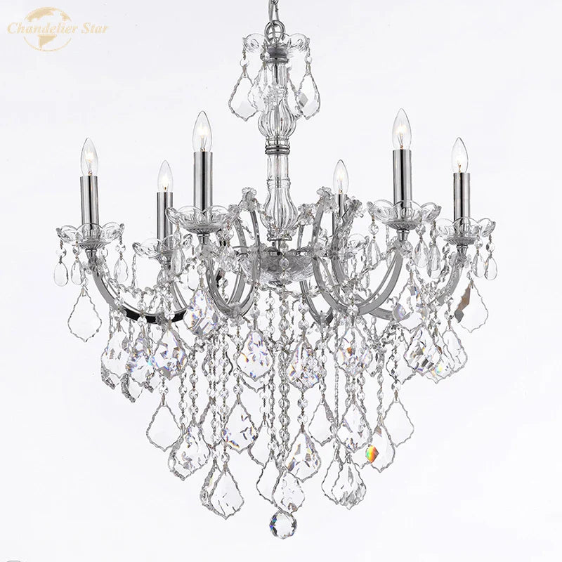 Traditional Crystal Chandelier LED Hanging Lamp Luxe Candle Lustre