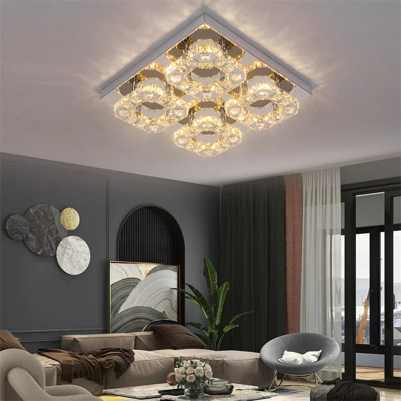 Afralia Smart LED Chandelier Modern Ceiling Lamp Remote Control for Living Dining Room