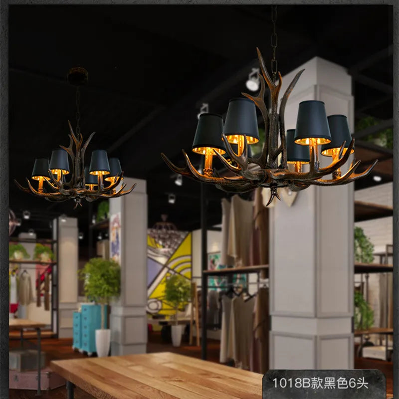 Retro Antlers LED Chandelier Table Dining Room Kitchen Interior Lighting Fixture