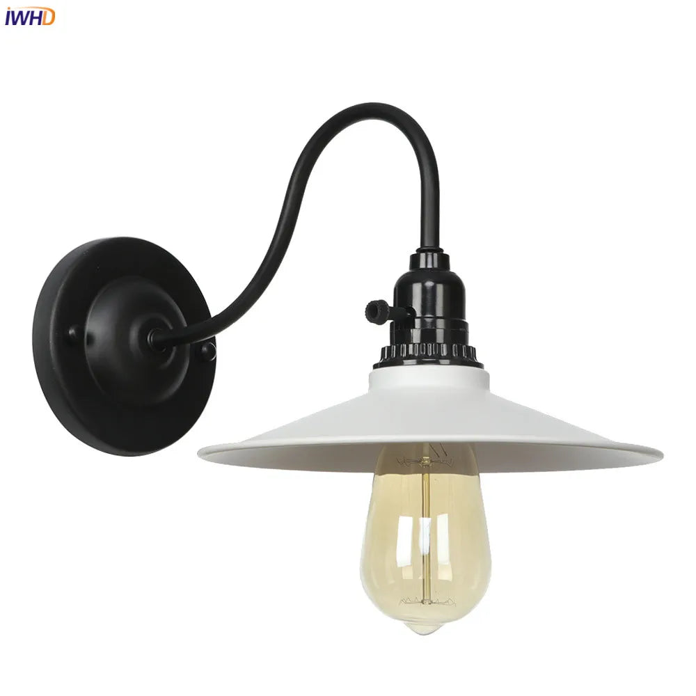 Vintage Industrial Wall Lamp Sconce LED - White Antique Loft Stair Bedroom