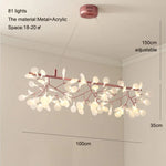Heracleum Chandeliers: Modern Black/Rose Gold Round Firefly Lamp Branch Design