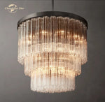 Cielo Glass Chandelier Three-Tier Round Hanging Lights for Living Dining Room