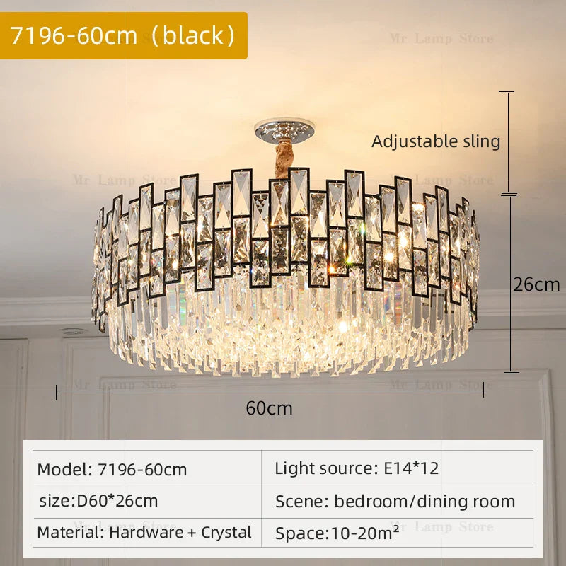 Crystal Chandelier: Modern Luxury Lighting for Living Room, Bedroom, Kitchen