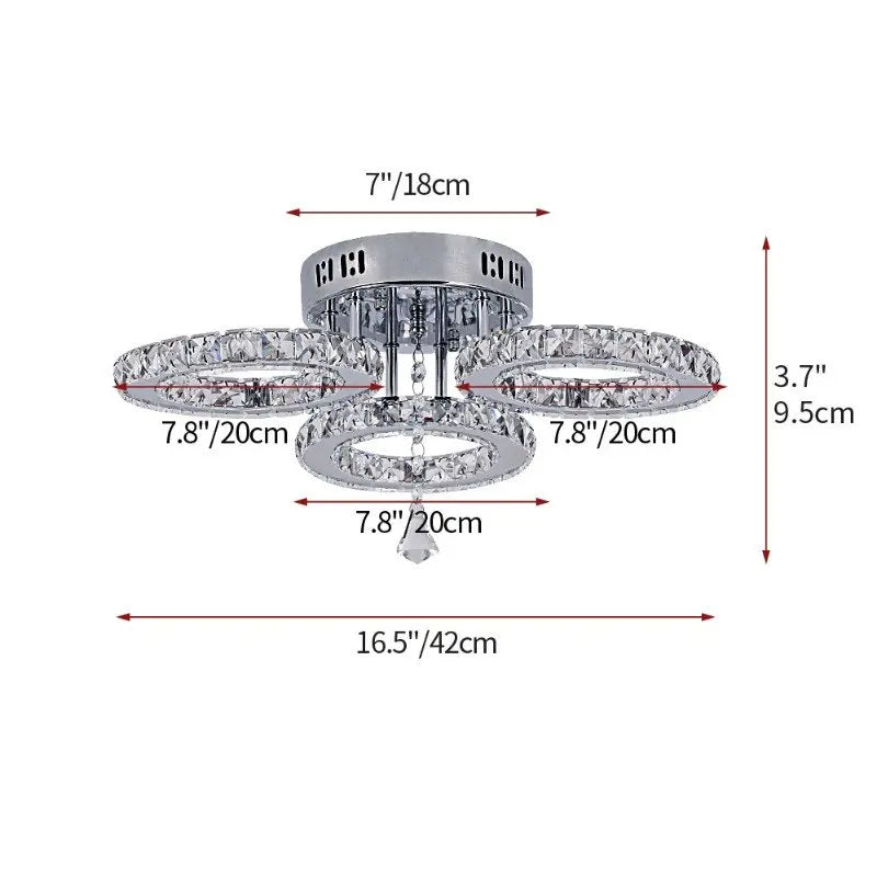 Crystal Ceiling Chandelier: Modern K9 LED Smart Ring Light Fixture for Dining & Living Room