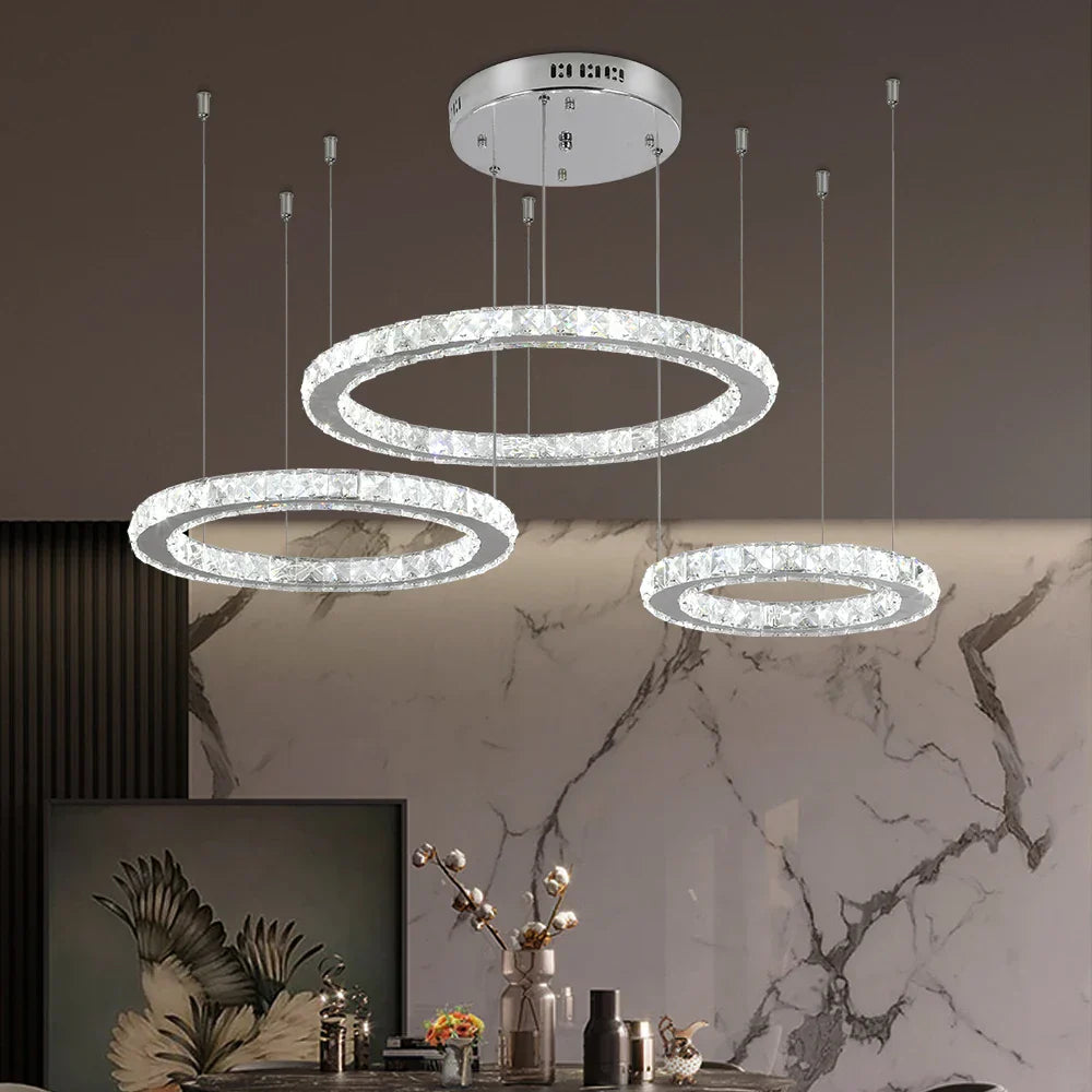 Crystal LED Chandeliers: Modern Pendant Light for Living Room.