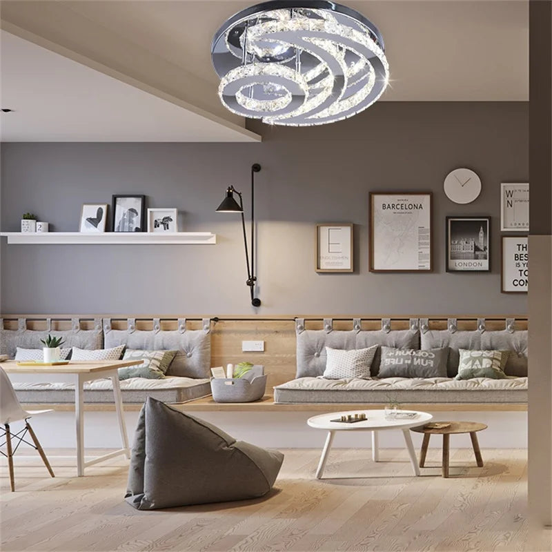 Modern Crystal Ceiling Chandelier LED Light for Living Dining Bedroom Lighting