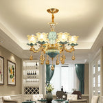 Retro Ceramic Chandelier for Living Room Bedroom Villa Duplex Floor