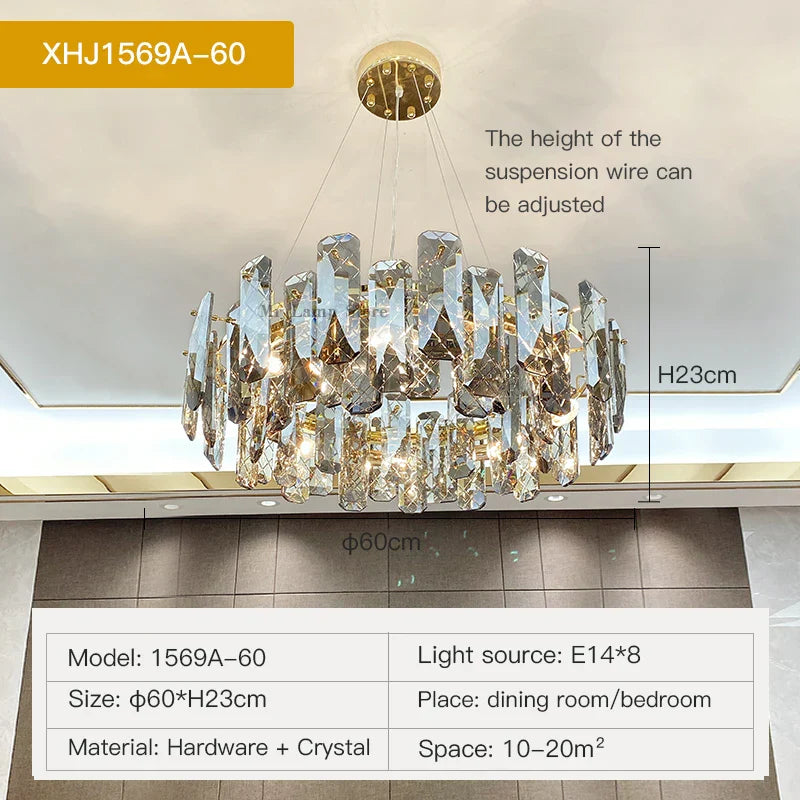 Crystal LED Chandelier for Elegant Living Room, Dining, Bedroom, Kitchen