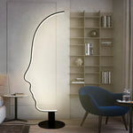 Black Nordic Human Face LED Floor Lamp: Adjustable Indoor Lighting for Living Room