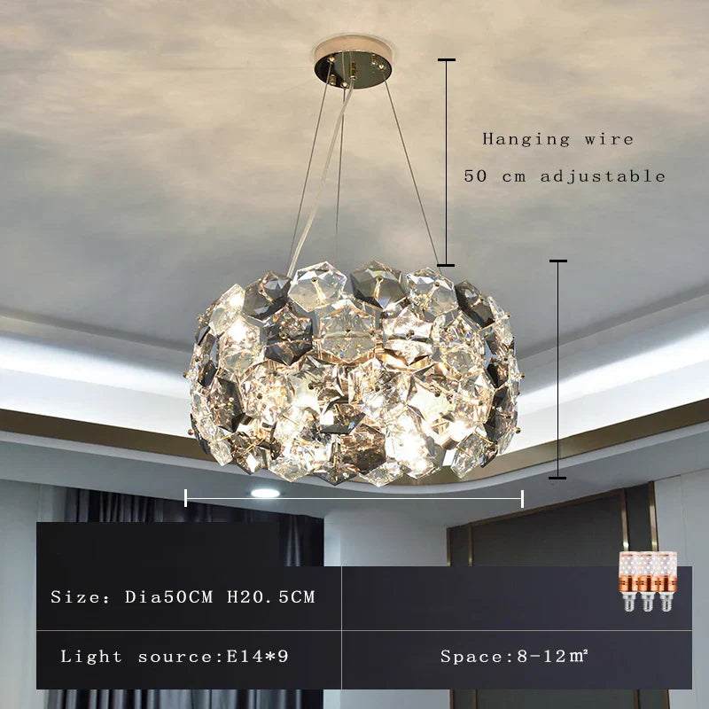 Crystal Wrought Iron Chandelier: Creative Dining & Living Room Suspension Light
