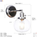 Modern Amber Glass Ball LED Wall Lamp for Home Bedroom Stair Mirror