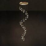 Crystal Stone Copper Chandelier - LED Postmodern 2025 Lighting for Staircase