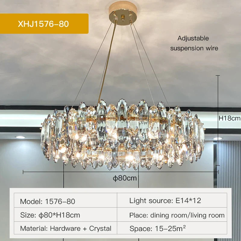 Crystal Chandelier: Elegant Nordic Design for Living, Dining, Bedroom