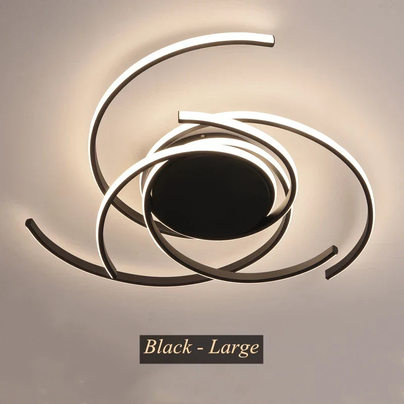 Curved Branch LED Ceiling Lamp: Modern Nordic Design for Bedroom, Dining, Kitchen.