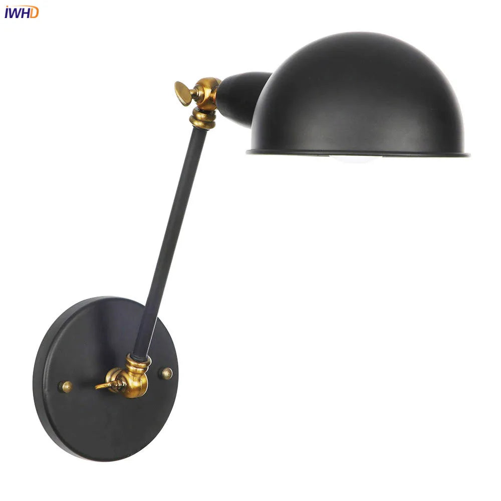 Vintage Industrial Wall Light Swing Arm LED Bedroom Cafe Stair Black
