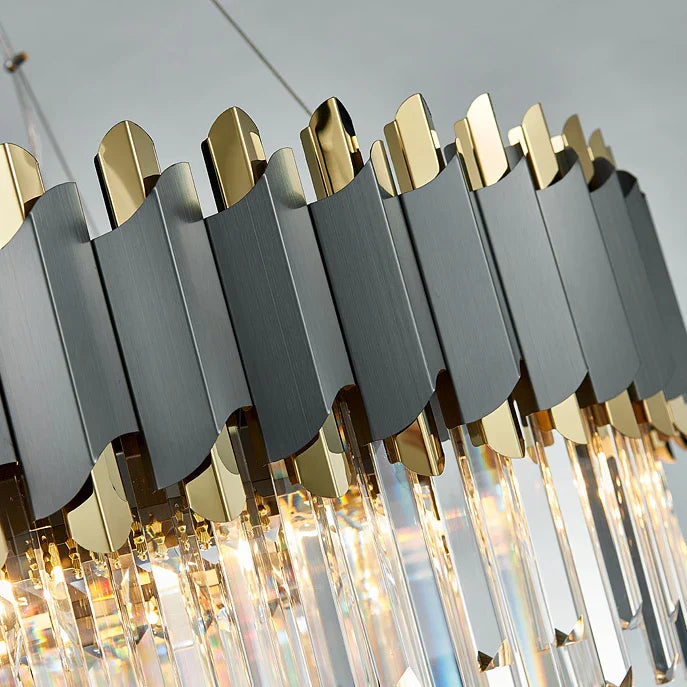 Art Deco Golden Crystal Chandelier LED Hanging Lamp