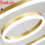 LED Chandelier Rings Pendant Light - Coffee Gold Dimmable Ceiling Lamp