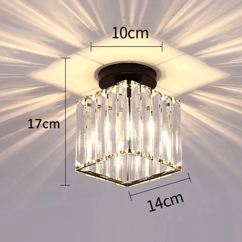 Crystal Pendant Ceiling Light, Modern E27 Semi Flush Design for Home Decor