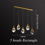 Diamond Crystal LED Chandelier, Brass Ceiling Pendant Light for Dining Room
