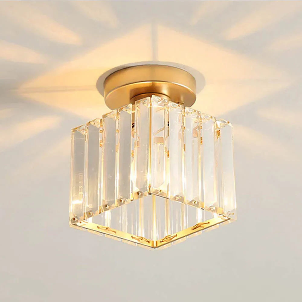 Crystal Pendant Ceiling Light, Modern E27 Semi Flush Design for Home Decor