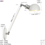 White Swing Arm Wall Light: Adjustable Vintage Industrial Sconce Luminaria