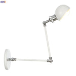 White Swing Arm Wall Light: Adjustable Vintage Industrial Sconce Luminaria