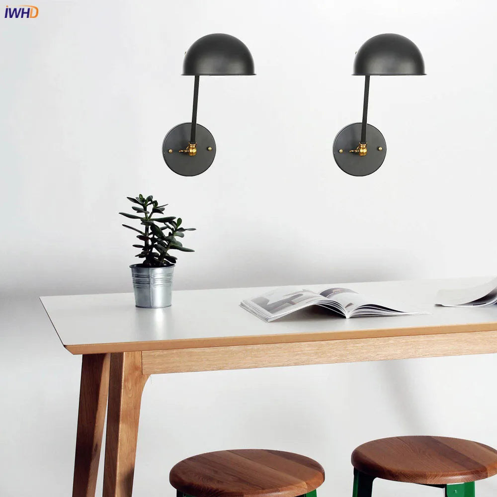 Vintage Industrial Wall Light Swing Arm LED Bedroom Cafe Stair Black