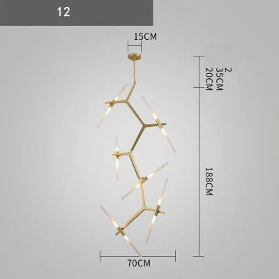 Branch Suspension Pendant Light - Gold Black G9 LED Iron Glass Fixture