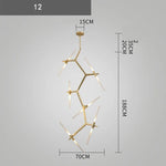 Branch Suspension Pendant Light - Gold Black G9 LED Iron Glass Fixture