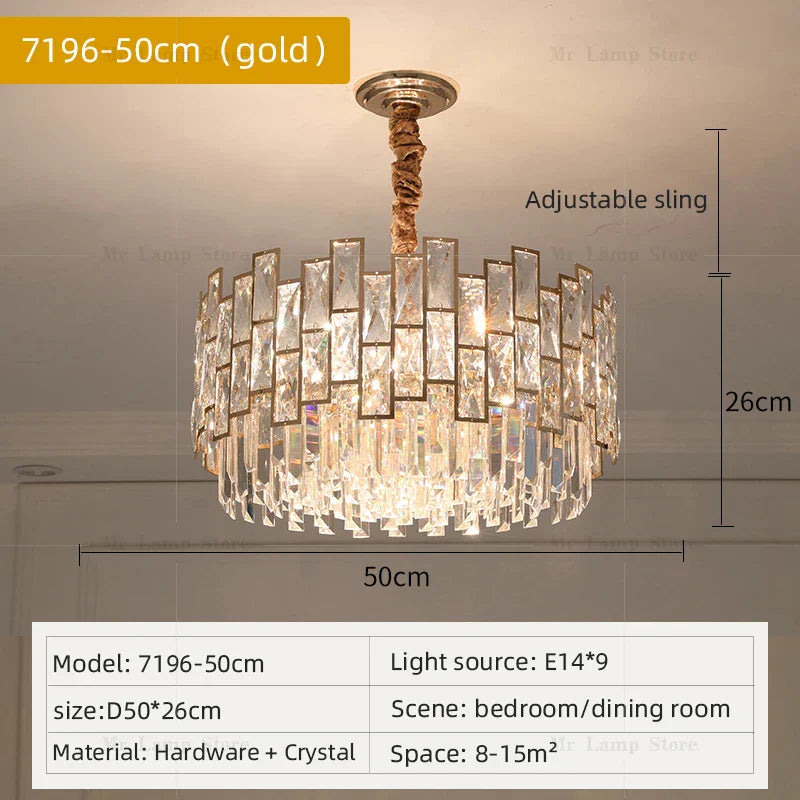 Crystal Chandelier: Modern Luxury Lighting for Living Room, Bedroom, Kitchen