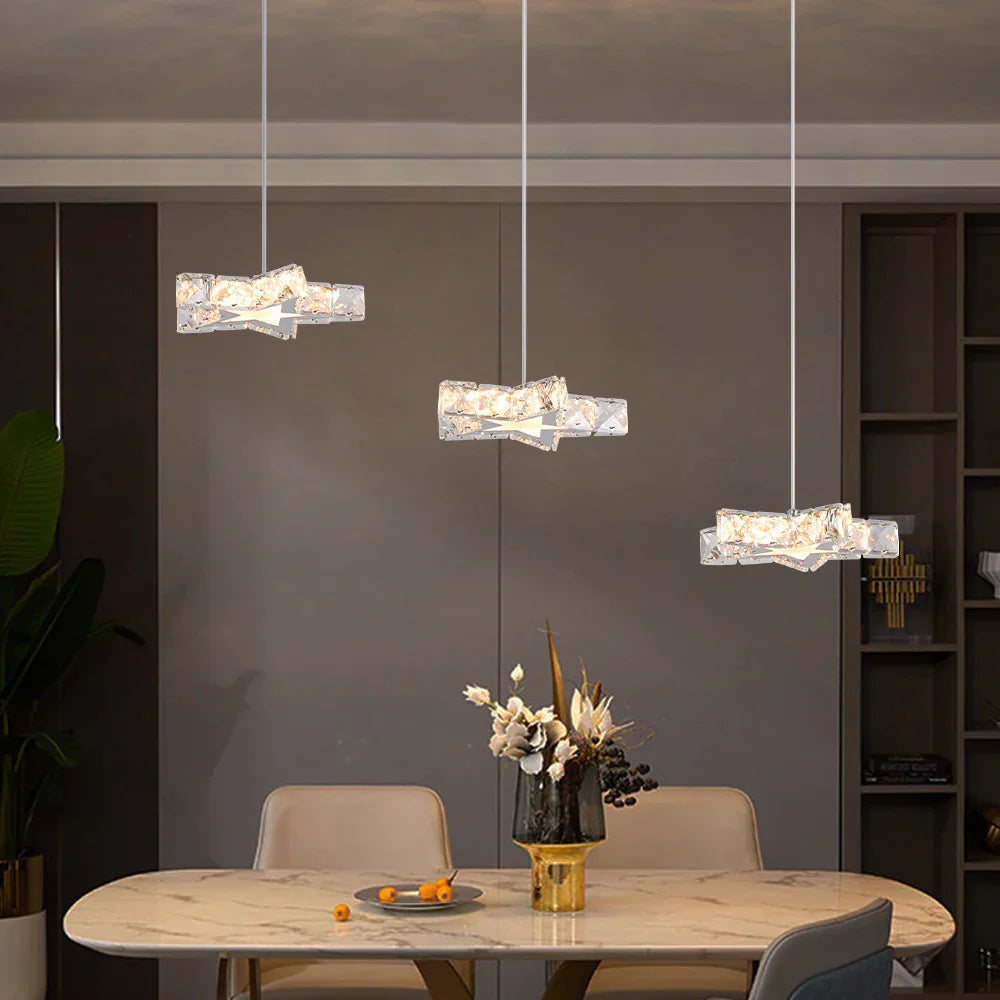 Crystal Stars LED Pendant Chandelier for Modern Living Dining Room Decor