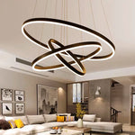 Black Led Rings Circle Pendant Chandelier for Living Dining Kitchen