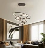 Black Led Rings Circle Pendant Chandelier for Living Dining Kitchen
