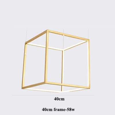Luxury Golden Square LED Chandelier | Modern Art Design for Living Room Lobby