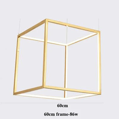 Luxury Golden Square LED Chandelier | Modern Art Design for Living Room Lobby