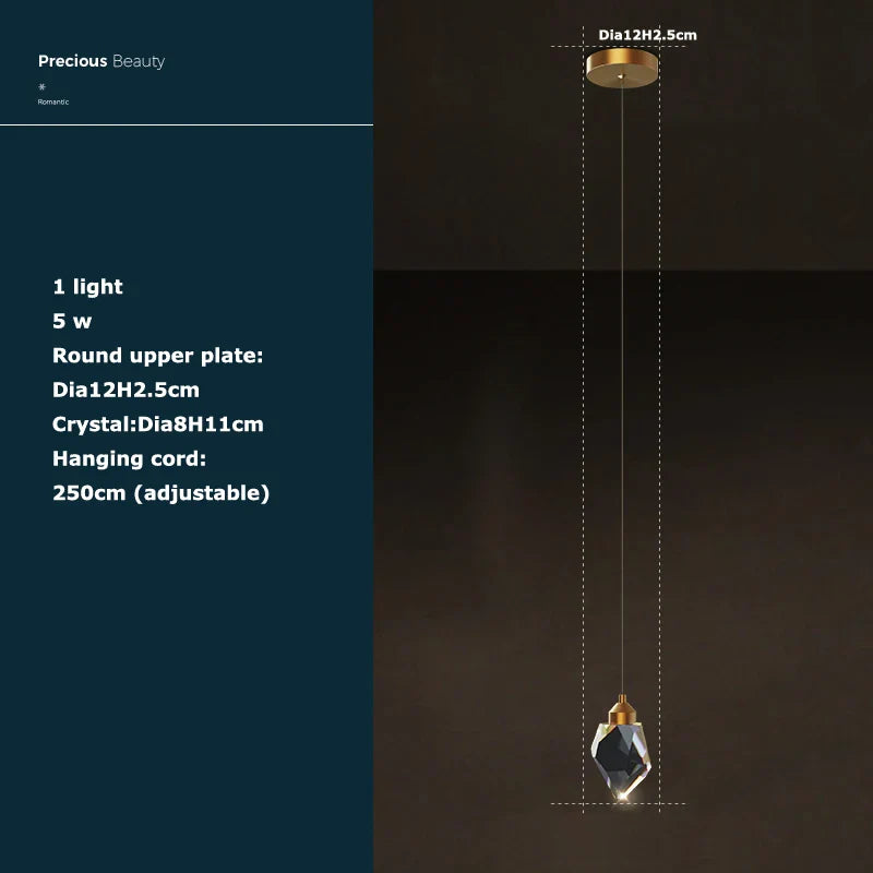 Crystal Stone Copper Chandelier - LED Postmodern 2025 Lighting for Staircase