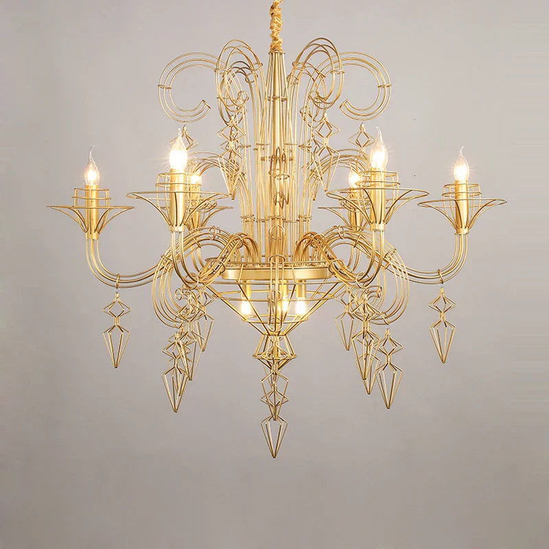 Iron Baroque E14 LED Chandelier Suspension Lighting for Foyer