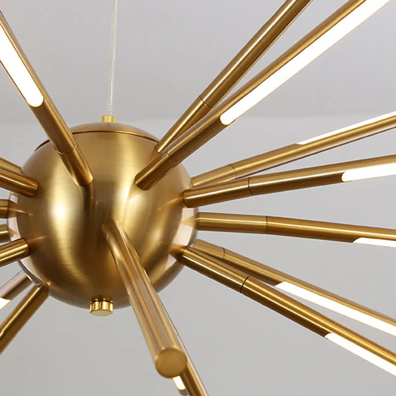 Modern Gold Iron Sputnik Chandelier for Living Room, Bedroom, Dining Room