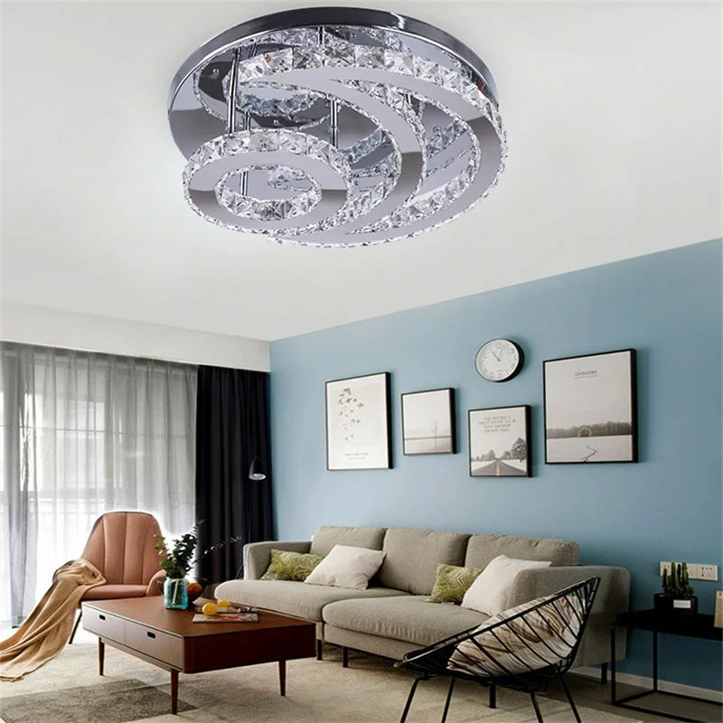 Modern Crystal Ceiling Chandelier LED Light for Living Dining Bedroom Lighting