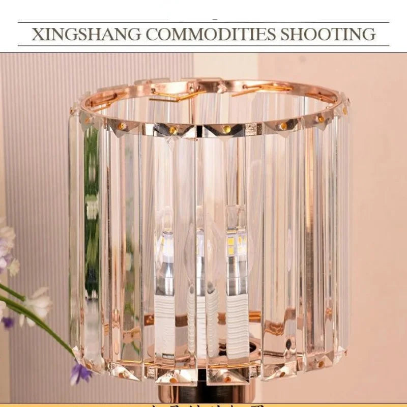 Crystal Desk Lamp USB Charging Night Light for Living Room Bedroom Decor