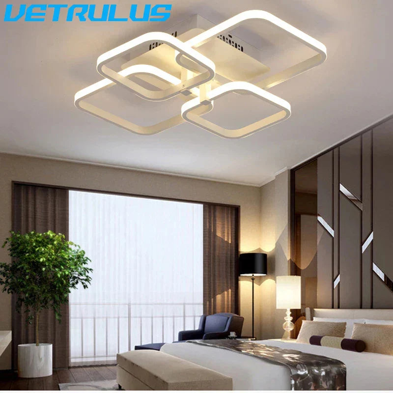 White Acrylic Chandelier LED Ceiling Lamp for Living Dining Room Home Decor