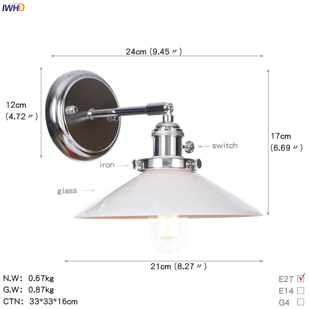 Modern Amber Glass Ball LED Wall Lamp for Home Bedroom Stair Mirror