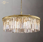Modern LED Crystal Chandelier Chrome Black Metal Odeon Round Lamp
