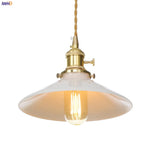 Afralia™ Nordic White Glass Copper Pendant Light with Switch for Home, Bar, and Cafe
