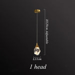 Diamond Crystal LED Chandelier, Brass Ceiling Pendant Light for Dining Room