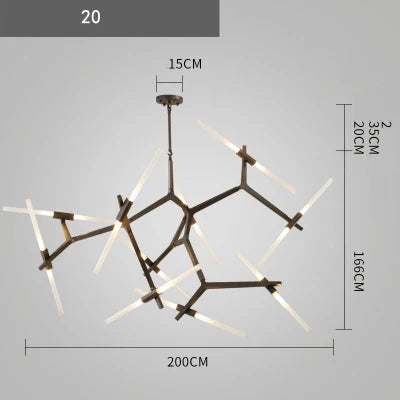 Branch Suspension Pendant Light - Gold Black G9 LED Iron Glass Fixture
