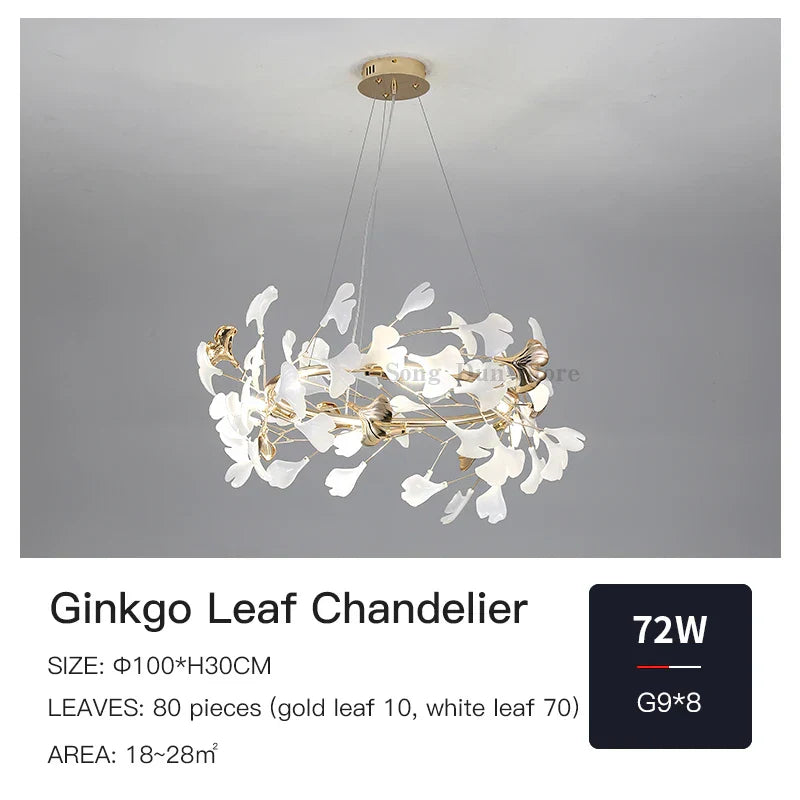 Ginkgo Ceramic Chandelier: Luxury Pendant Lights for Dining & Living Room
