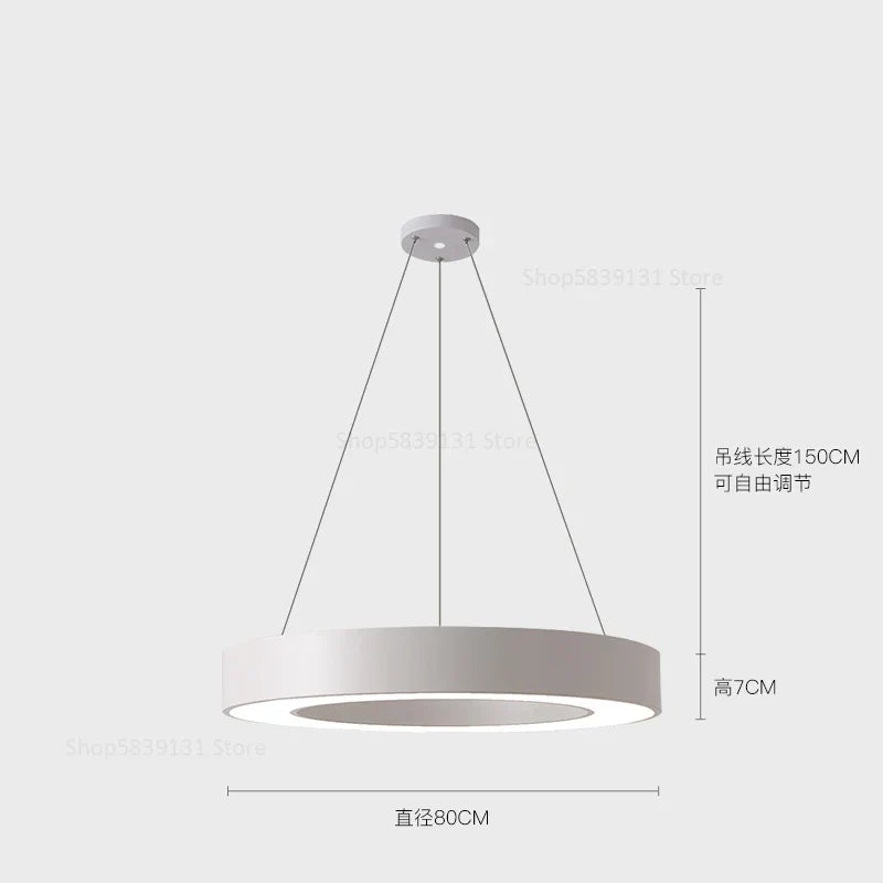 Modern Iron Art Circle LED Pendant Lights - Black White Metal Ringoffsetof.