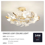 Ginkgo Leaf Bedroom Lamp: Post-modern Minimalist Art Ceiling Light, Elegant and Romantic