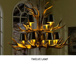 Retro Antlers LED Chandelier Table Dining Room Kitchen Interior Lighting Fixture